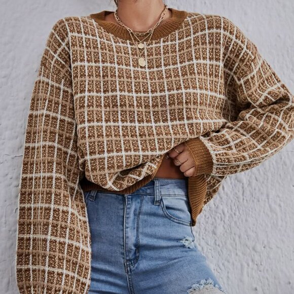 Tops - Tweed Style Crochet Sweatshirt